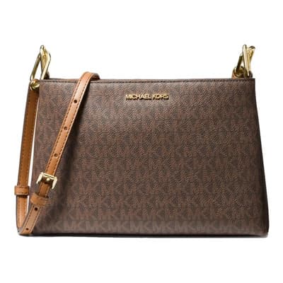 Bolsa crossbody Michael Kors TRISHA LT BROWN MD XBODY color marrón
