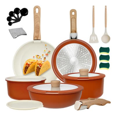Batería De Cocina Juego De Ollas Y Sartenes De Cerámica Antiadherente, 22 Piezas Con Mango Desmontable, Para Inducción Y Gas Rojo - $1,296.00 en Mercado Libre | PrecioMX