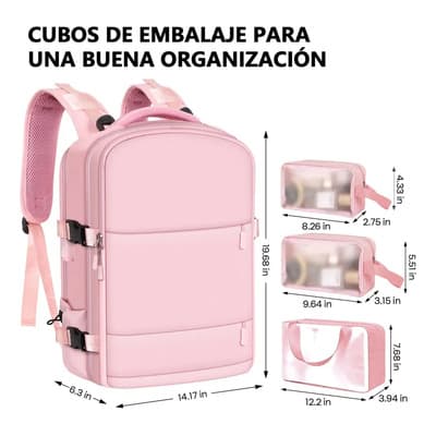 Set Mochila De Viaje 10kg Avión Aprobado Impermeable 45l Rosa Lisa - $249.50 en Mercado Libre | PrecioMX