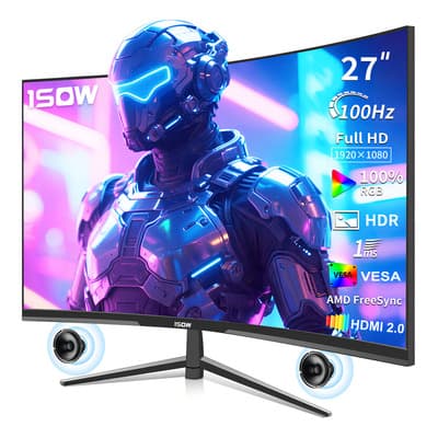 1sow Monitor Curvo Para Juegos De 27 Sin Bordes, 1 Ms, 100 Hz, Panel Led Fhd Va, Puerto Hdmi, Usb-c, Amd Freesync, Negro 0163bk