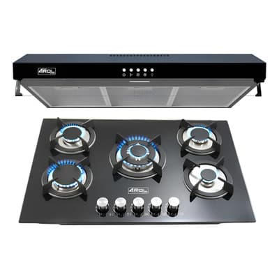 Combo Parrilla y Campana Slim 80 cm Negro Arol - Parrilla P-CN5Q77 y Campana CSL-80BL