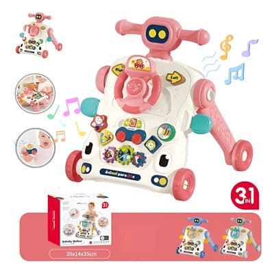 Andadera Para Bebes 3 En 1 Juguetes Interactivos Didacticos Musical Para Bebés Niños Portatil Color Rosa