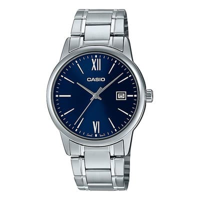 Reloj Casio Mtp-v002 Acero Inoxidable Fondo Azul Números Romanos - $1,099.00 en Mercado Libre | PrecioMX