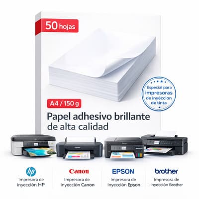 Letech Papel Fotográfico Adhesivo Glossy Carta 150g 50 Hojas - Papel Autoadhesivo Brillante Para Etiquetas Y Manualidades