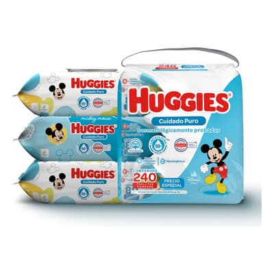 Pack X3 Toallitas Húmedas Cuidado Puro Disney 240 Unidades Huggies - $99.31 en Mercado Libre | PrecioMX