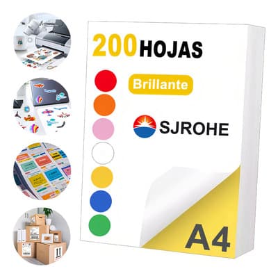 Sjrohe® 200 Hojas Espesar Papel Brillante Papel Adhesivo Para Etiquetas Y Papel Adhesivo Carta Hojas Adhesivas Papel Adhesivo Para Imprimir Apto Para Todo Tipo De Impresoras Color Blanco - $298.98 en Mercado Libre | PrecioMX