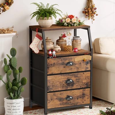 Furrific Armario Cómoda Grande Con 3 Cajones, Mueble De Almacenaje Marrón, Armario De Almacenamiento Tamaño 40 X 29 X 72 Cm, Muebles Para Ropa Y Closets Modernos Para Dormitorios Y Oficinas