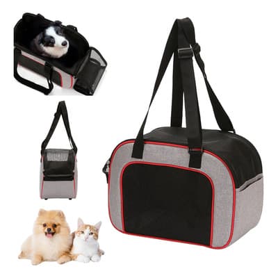 DOUAD Mochila transportadora para perro y gato portátil plegable cómoda y transpirable ideal para viajes paseos y transporte diario mascotas pequeñas y medianas diseño seguro resistente color rojo
