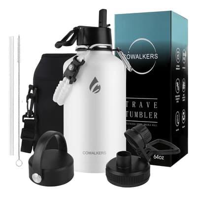 Botella De Agua Térmica Frío Deportiva 2l Acero Inoxidabletermo Para Café Y Agua De Acero Inoxidable 2l: Contiene 3 Tapas Para Diferentes Tipos De Bebidas, Esencial Para Deportes Al Aire Libre