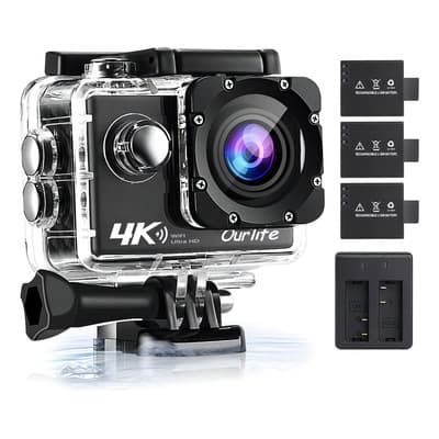 Cámara De Acción Ourlife At-q1 4k 30fps Wifi Color Negro Con 3 Baterías - $630.65 en Mercado Libre | PrecioMX