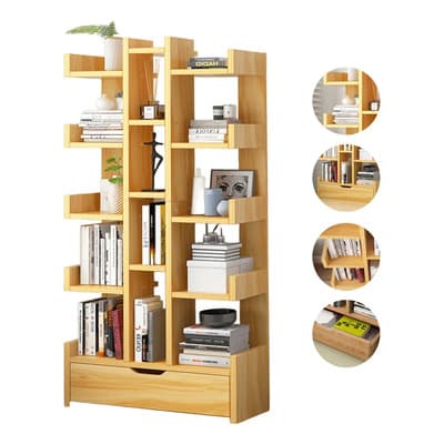 5 Nivel Librero Estante Organizador Abierto 1.5m Con Cajones Y 15 Expositore para Sala Estar Y Oficina