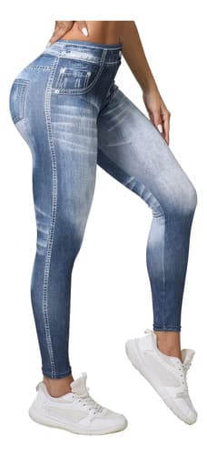 Leggings Mujer Yoga Estilo Jean Alta Elasticidad Push Up V - $125.23 en Mercado Libre | PrecioMX