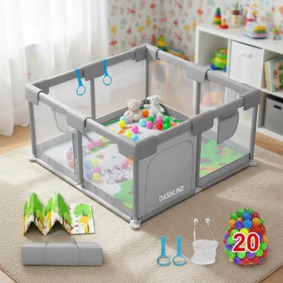 Corralito Para Bebe Corral 1.2m X 1.2m De Juegos Niños Bebés Gris Jirafas