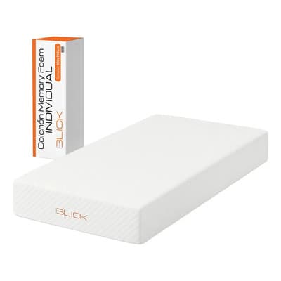 Colchón Individual Memory Foam 100x190 cm Espuma Ergonómico Firme Soporta 100kg en Caja Blick Color Blanco