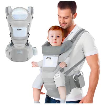 Cangurera Portabebé Mochila Multifuncional Con Asiento Bebé Color Gris - $394.79 en Mercado Libre | PrecioMX