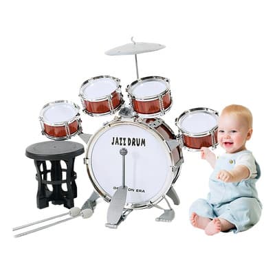 Batería Musical Para Niños Toygagade 5 Piezas Con Platillo Y Baquetas Rojo