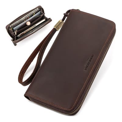 Cartera Humerpaul Piel Genuina Para Hombre Marrón RFID Espacio Celular