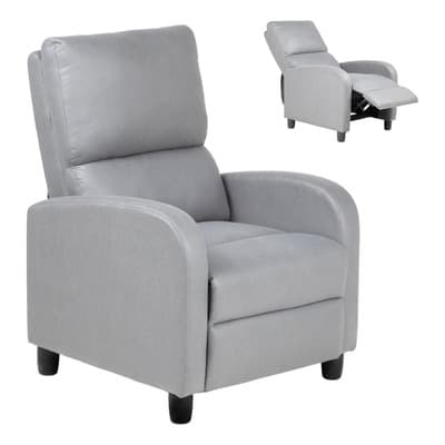 Sofá Reposet Reclinable Individual Tapizado De Tela Sillón Acolchado Color Gris Kingshouse