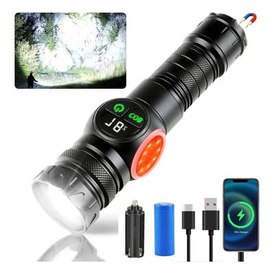 ANBOLM Lámpara Táctica 120000 Lúmenes Led Camping con 9 Modos De Iluminación