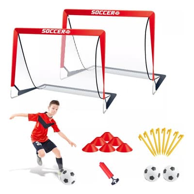 Mertto 2pcs Mini Portería De Futbol Para Niños Plegable Portátil Con Accesorios Entrenamiento, Incluye 2 Balones Talla 3, Bomba, 6conos, 8 Estacas, Fácil De Montar Y Firme Para Exterior, Casa O Jardín - $779.22 en Mercado Libre | PrecioMX