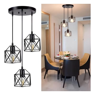 Lámpara De Techo Colgante Negro 3 Luces Metal E27 60w Industrial - $296.40 en Mercado Libre | PrecioMX