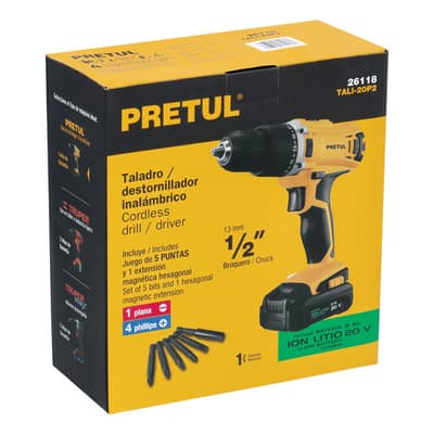 Taladro/destornillador Inalámbrico 1/2 20 V Tali-20p2 Pretul Amarillo 60 - $985.00 en Mercado Libre | PrecioMX