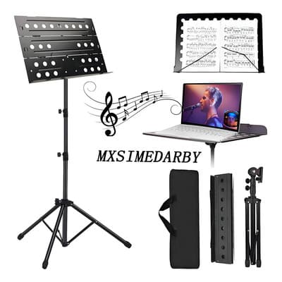 Mxsimedarby Atril Para Partituras Ajustable Reforzado Portátil Plegable Smart Estante Negro Orquestral, Atril De Música, Altura Ajustable Y Bolsa De Transporte Incluida, Plegable Portátil, Transporte