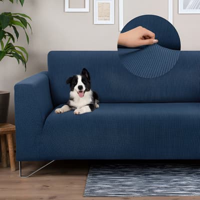 Protector Cubre Sala Elástico Ajustable -3 Pzas- Real Textil Azul Oscuro - $1,199.20 en Mercado Libre | PrecioMX