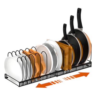 Solutionssolu Organizador Expandible Sartenes Ollas 13 Divisiones Negro