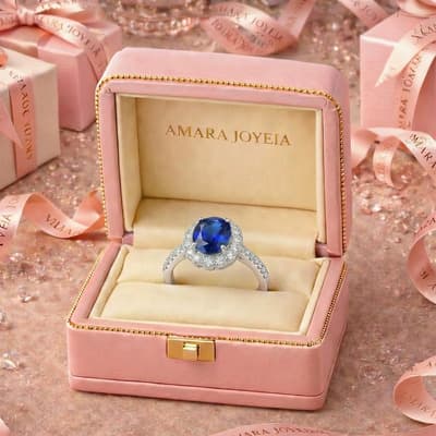 Anillo Compromiso Ajustable Zafiro Azul Moissanite Plata 925 Talla 4 A 10 Plateado Talle Ajustable