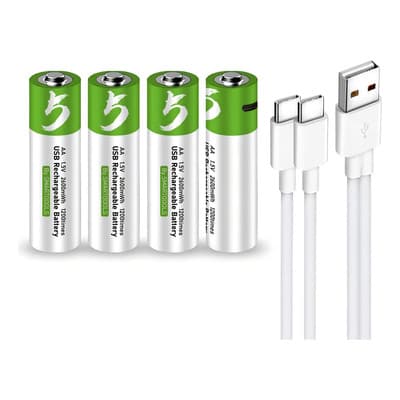 4 Pilas Aa Recargables Usb C 2600mwh 1.5v Carga Rapida Alta Duración Se Cargan En 1.5 Horas - Indicadores Led - Gran Capacidad Para Controles Teclados Juguetes - Ciclo De Vida Largo Más De 1200 Ciclos - $221.26 en Mercado Libre | PrecioMX
