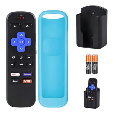 Control Remoto para Roku TCL Hisense Atvio Sansui Aiwa Hkpro Daewoo Philips Polaroid Onn Sharp JVC RCA Element Insignia Hitachi Sanyo Westinghouse Smart TV, Con Funda Protectora, Pilas y Caja