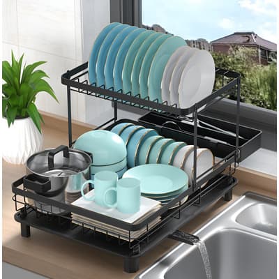 Escurridor Trastes Platos 2 Niveles 360° Drenaje Automático Color Negro - $297.84 en Mercado Libre | PrecioMX