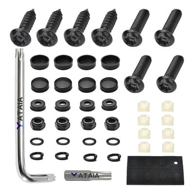 Yataia Tornillo Y Pijas Portaplacas Vehiculo Antirrobo, Tornillos Inoxidables, Insertos De Tornillo De Nailon, Cubiertas... Negro - $88.98 en Mercado Libre | PrecioMX