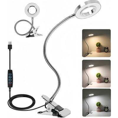 Sonheo Lámpara Led Recamara Escritorio Lectura Ajustable Flexible Color De La Estructura De Lectura Mesa Para Niños Luz De Noche Plata