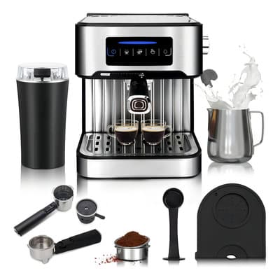 Cafetera Inteloco CO-512 Espresso 20 Bar Acero Inoxidable con Molinillo y Espumador de Leche