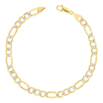 Pulsera Figaro 3x1 Diamantada Oro 14k Kilates 4mm 21cm Italy Diámetro 7 Cm Largo 21 Cm - $8,624.25 en Mercado Libre | PrecioMX