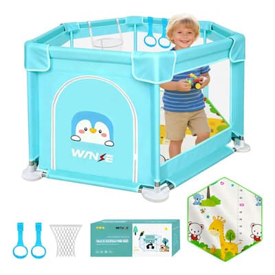 Corralito Hexagonal De Juegos Plegable Con Marco De Tiro Y Colchoneta 130x113cm Azure Tela Oxford - $436.73 en Mercado Libre | PrecioMX