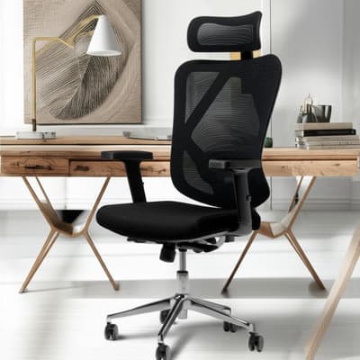 Silla Ejecutiva Ergonómica Negra ALTALI HOME OFFICE Con Soporte Lumbar Reclinable