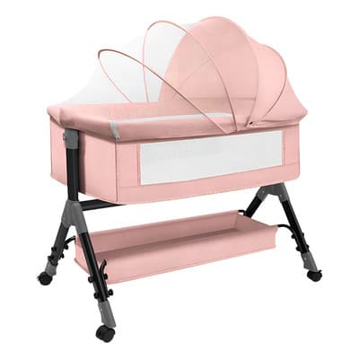 Cuna Moisés Para Bebé Con Mosquitero Color Rosa Diseño Otoño