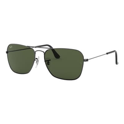 Anteojos de sol Ray-Ban Aviator Caravan talle Small diseño Cuadrado armazón matte black y lente green