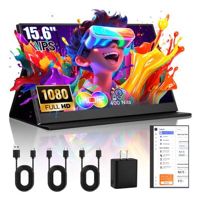 Monitor Portátil 15.6 Pantalla Computadora 2026 Ips 1080p Full Hd 100% Srgb Hdr 400 Nits Monitores Gamer Con... Negro