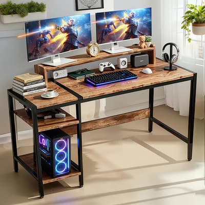 Furrific® Escritorio Para Computadora,Furrific Escritorio Con Estante Removible,Escritorio de computadora de doble capa con soporte para computadora moderno Escritorio Para Oficina En Casa100*76*45cm - $1,010.00 en Mercado Libre | PrecioMX