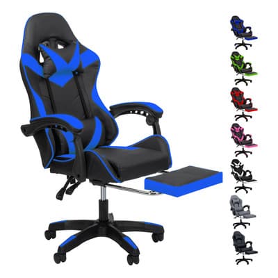 Silla Gamer Ergonómica Reclinable Giratoria Posa Pies Cómoda Color Azul Material Del Tapizado Vinipiel Cuero Sintético - $1,679.00 en Mercado Libre | PrecioMX