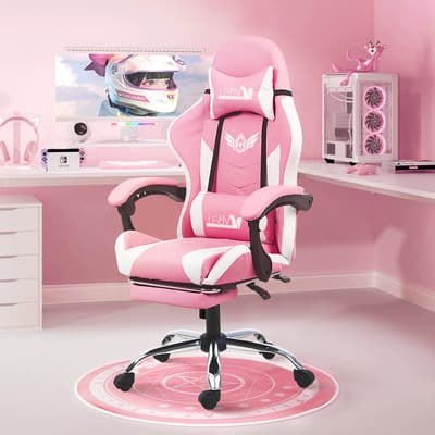 Silla Gamer Reclinable Giratoria Ergonómica Masaje Lumbar Color Rosa/blanco Material Del Tapizado Cuero Sintético - $1,725.00 en Mercado Libre | PrecioMX