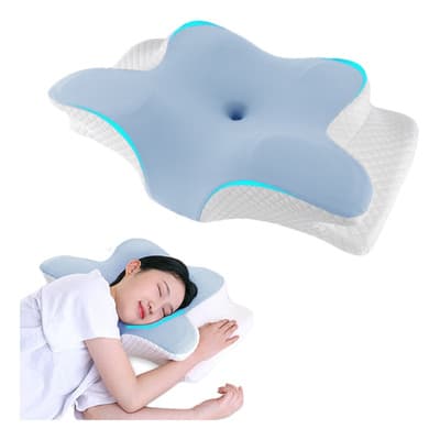Almohada Memory Foam Ortopédica Ergonómica Cervical Confort Color Azul Claro