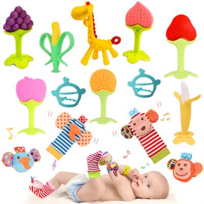 14 piezas Sonajas Para Bebe Calcetines Juguete Estimulación Temprana Color Estilo 2