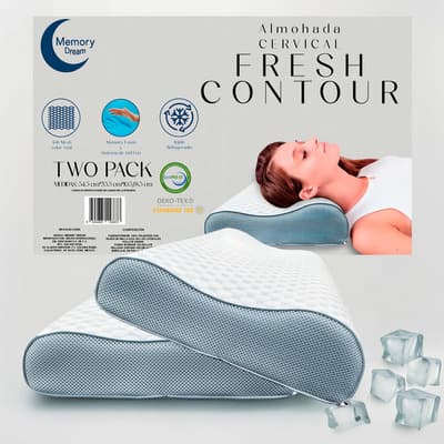 2 Pack Almohada Ortopédica Cervical Memory Foam Gel Tamaño Estándar Soporte Al Cuello Ergonómica Con Tecnología Que Regula La Temperatura Transpirable Funda Lavable