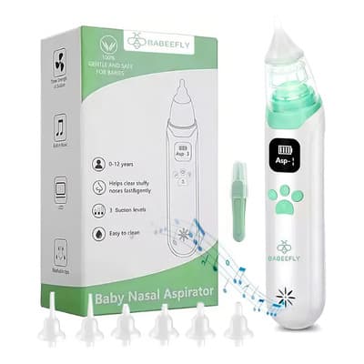 Aspirador Nasal Para Bebés Eléctrico Babeefly Color Azul Con 6 Boquillas