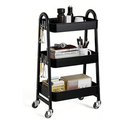 Carrito Organizador Multiusos 3 Niveles Con 360 Metal Ruedas Color Negro1 - $248.09 en Mercado Libre | PrecioMX